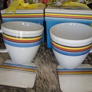 2 Bed, Bath, & Beyond... Gift Box, Coffee Mugs & Matching Coasters.